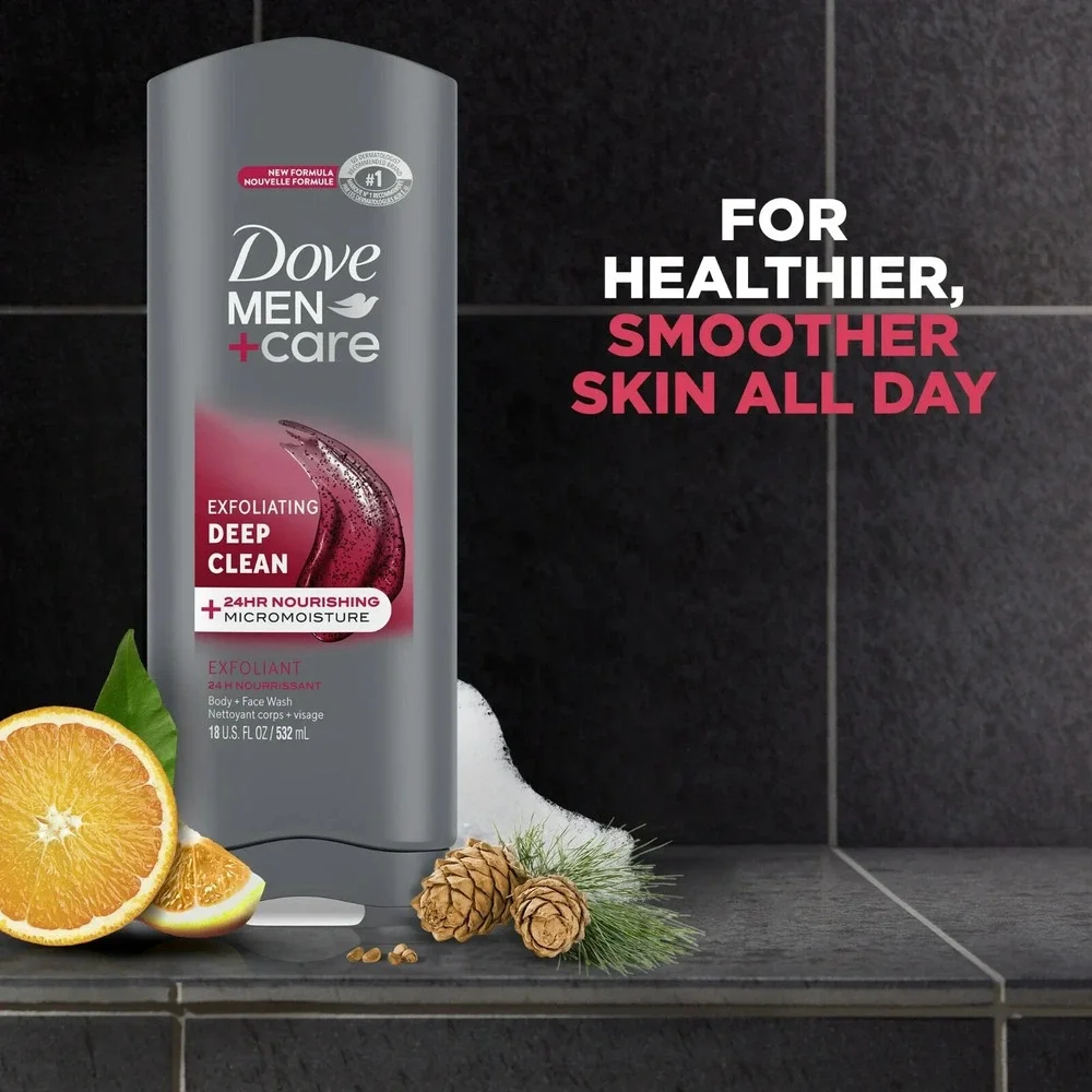 Dove Men+Care Deep Clean Micro Moisture Purifying Body Wash 18 oz (Pack of 2)